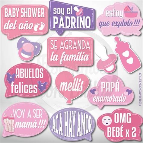 Photo Props Imprimible Baby Shower Mellizos Nena Festejemos Con Estilo