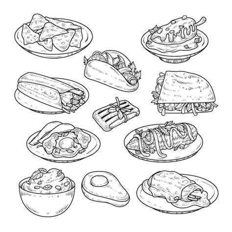 Ilustración de dibujo de comida mexicana dibujada a mano Vector Gratis