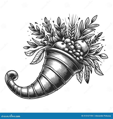 Cornucopia With Abundant Harvest Vector Stock Vector Illustration Of