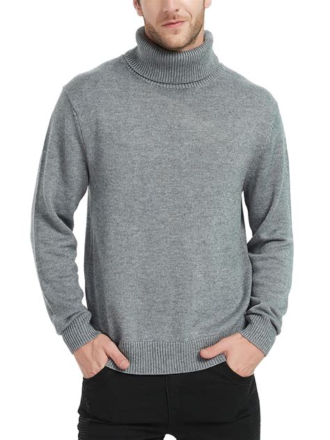 Kallspin Mens Merino Wool Blend Turtle Neck Midweight Pullover