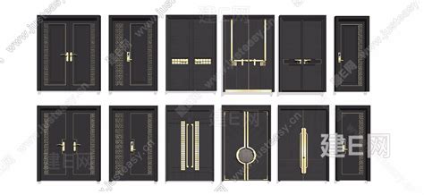新中式风格家居大门防盗门双开门模型su模型下载 Id116147143 建e室内设计网