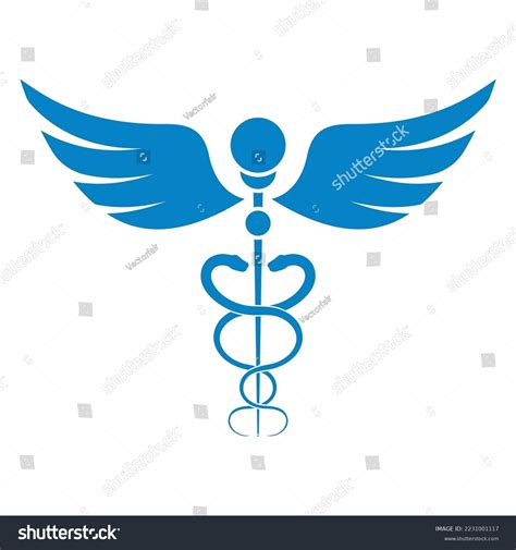 Caduceus Symbol Blue Silhouette Icon Stock Vector Royalty Free