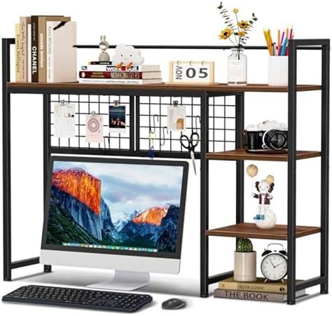 Amazon.com: Wood Desk Shelf, 2 Tier Desktop Shelf with 16 Colors RGB ...