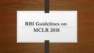 Rbi Guidelines On Mclr 2018 PPT