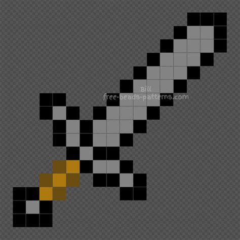 Minecraft Stone Sword Pixelart Hama Beads 16x16 Free Perler Beads