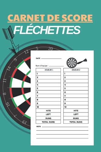 carnet de score fléchettes cahier de notes score jeu darts activités