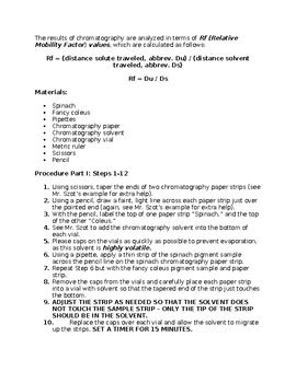 Photosynthetic Pigment Chromatography Lab By Biology Labs And More