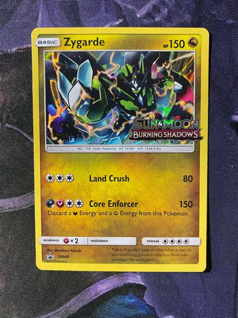 Pokemon Zygarde Sm Sun And Moon Burning Shadows Staff Prerelease