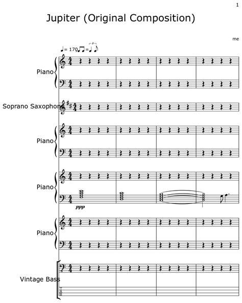 Jupiter (Original Composition) - Sheet music for Piano, Soprano Saxophone, Vintage Bass, Slap ...