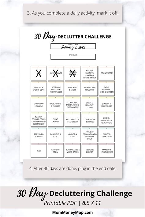 30 Day Decluttering Challenge Printable Pdf Challenges Declutter