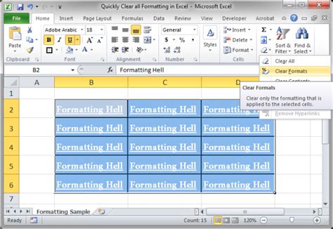 Quickly Clear All Formatting In Excel