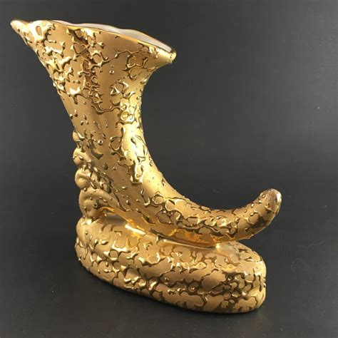 Vintage Weeping Bright Gold Cornucopia Horn Vase Etsy