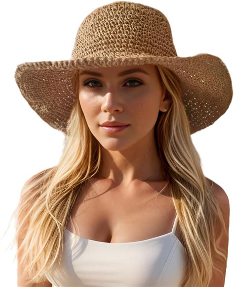 Floppy Big Beach Straw Hats For Women Foldable Summer Wide Brim