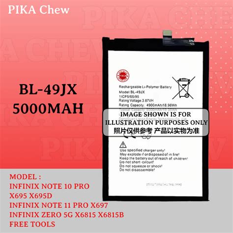 Pika Compatible Bl 49jx Battery Bateri With Infinix Note 10 Pro X695 Note 11 Pro X697 Zero