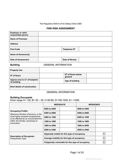 Fire Risk Assessment Action Plan Templates At