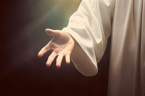 Premium Photo Jesus Christ Reaching Out His Hand Against Dark Background