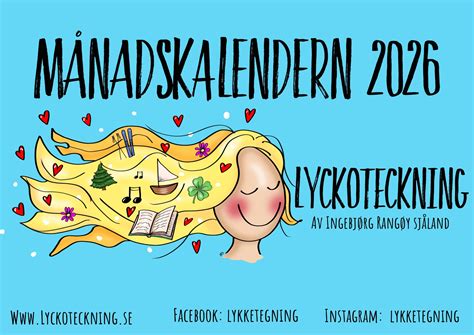 Swedish monthly calendar from Lykketegning for 2026! Swedish edition