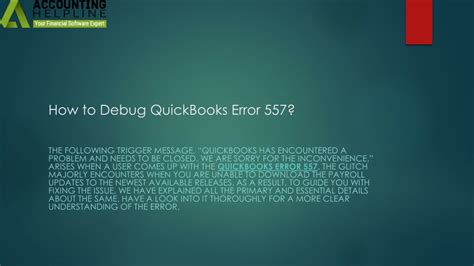 Ppt How To Debug Quickbooks Error Powerpoint Presentation Free