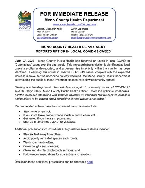 Mono County Health Department On Twitter MONO COUNTY HEALTH