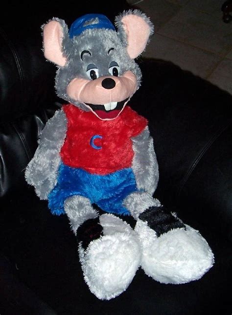 Showbiz Pizza Chuck E Cheese Big Plush Gray Fuzzy Mouse Cool In Red