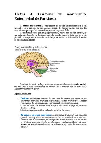 Neuro Tema 4 Trastornos Del Movimineto Y Parkinson Pdf