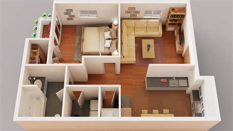 3d floor plan - One bedroom apartment - Finished Projects - Blender ...