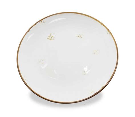 Plato Redondo De Porcelana Blanco Con Borde Dorado De 9 Pulgadas ARNI