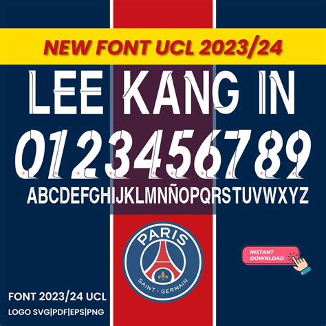 Font Vector Psg Paris Saint Germain 2023 24 Ucl Soccer Shirt Font Soccer Jersey Font Psg