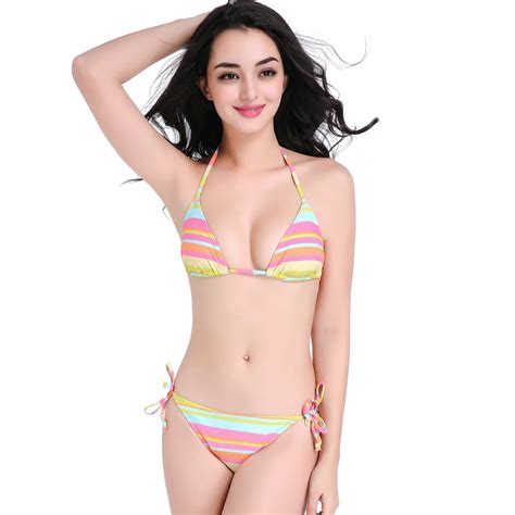 2017 Sexy Bathing Swearsuit Swimwear Women Rainbow Stripe Swimsuit