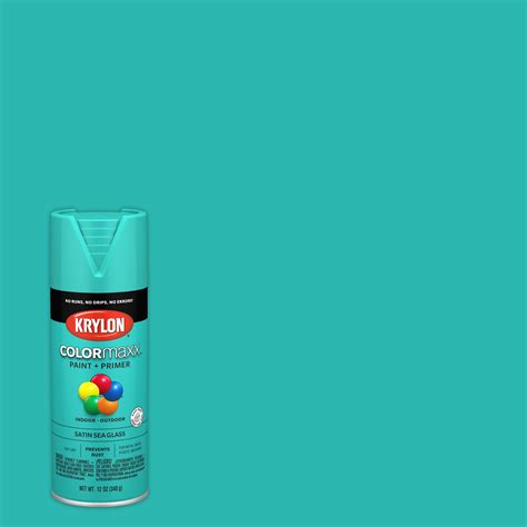 Krylon Colormaxx Paint Primer Spray Paint Satin Sea Glass 12 Oz