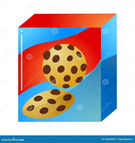 Box Of Biscuit Cookie Or Crackers Colorful Raster Illustration In Flat