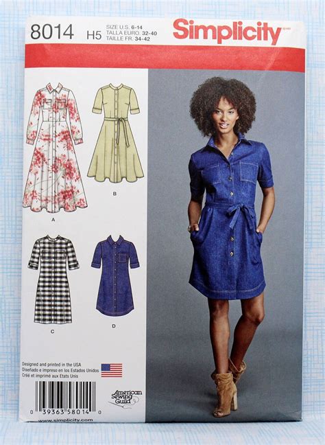 Simplicity Sewing Pattern 8014 Missesmiss Petite Shirt Dress With