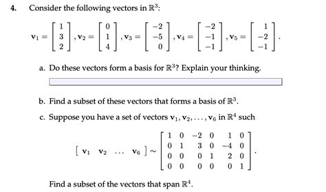 Solved 4 Consider The Following Vectors In R3 V1 [1] 3 2