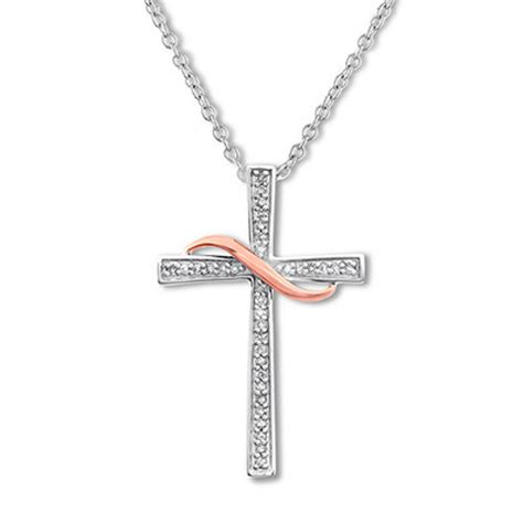 Diamond Cross Necklace 18 Carat Tw Sterling Silver10k Goldjared