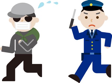 泥棒が警察官に追いかけられるイラスト 無料イラスト素材のillalet