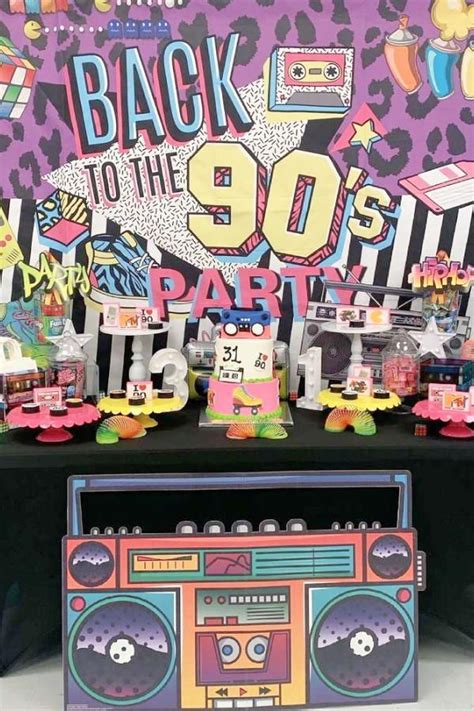 An Old School Party With Boomboxs And Decorations