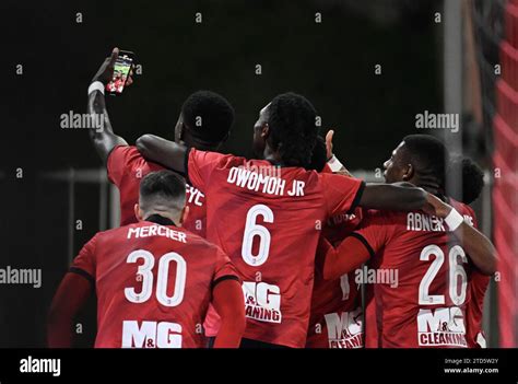 Rwdm S Makhtar Gueye Celebrates After Scoring During A Soccer Match