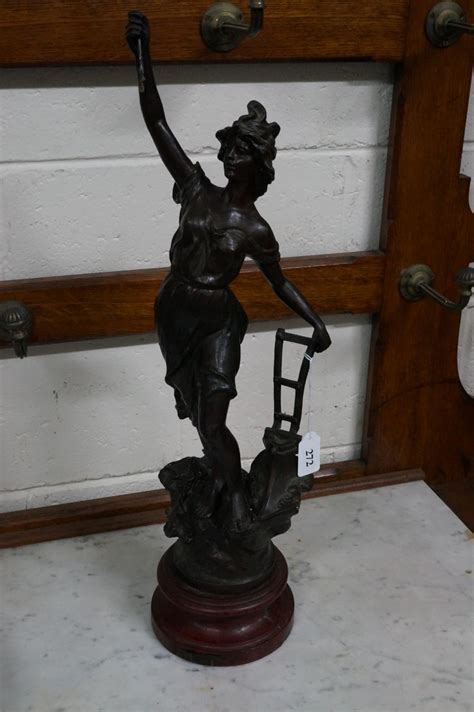 Bid Now C19th Large French Spelter Maiden Statue 62 Cm High May 6