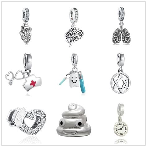 New Sterling Silver Brain Lungs Heart Stool Nurse Charm Fit