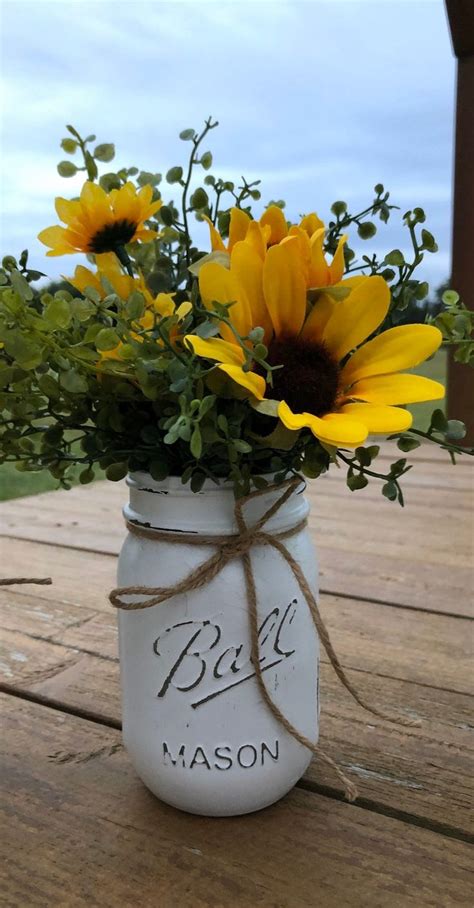 Boxwood Sunflower Decor Mason Jar Boxwood Decor Mason Jar Sunflower