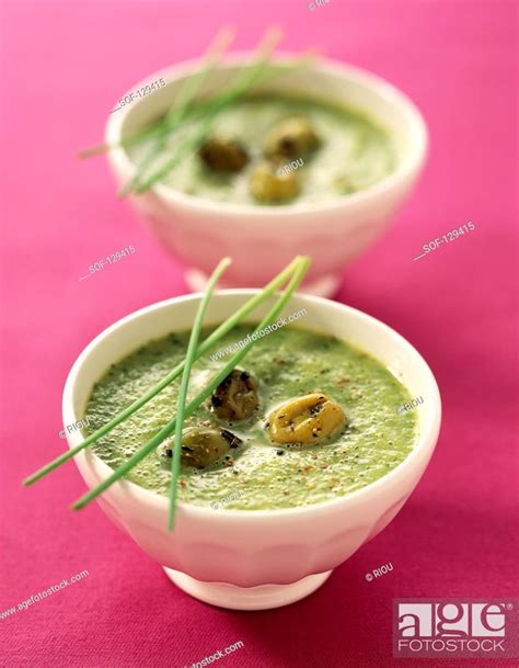 Chilled Olive And Herb Soup Stock Photo Picture And Royalty Free