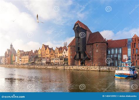 Zuraw Crane And Beautiful Typical Colorful Houses Buildings At Long