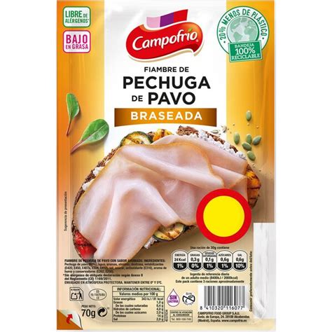 Fiambre De Pechuga De Pavo Braseada Bajo En Grasa En Lonchas Envase