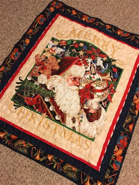 Santa Claus Merry Christmas Quilted Throw Blanket Quilt Etsy Quilt