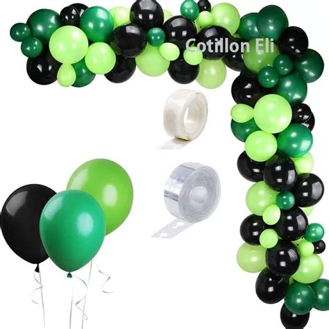 Arco De Globos Deco Cumple Verdes Negros Mercadolibre