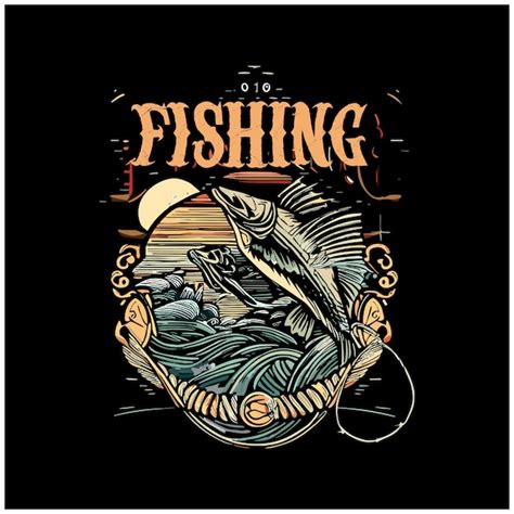 Premium Vector Fishing Vintage Tshirt Design Template