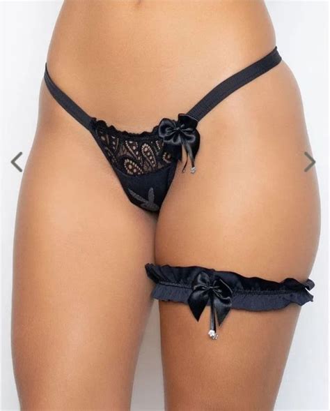 String Sexy Lingerie Avec Bande Cuisse En Noir Taille Kaufen