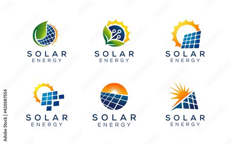 Vetor De Sun Solar Energy Logo Design Template Set Of Green Energy