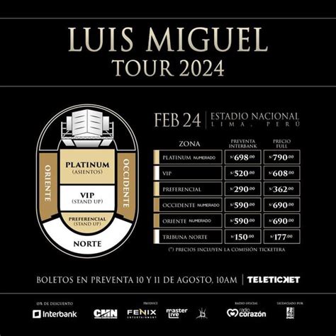 Luis Miguel En Perú 2024 Cuáles Son Los Precios De Las Entradas Para