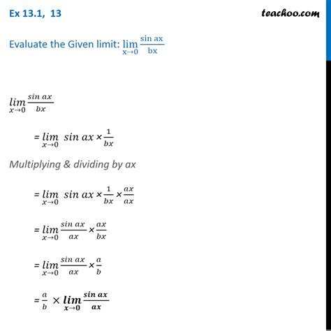 Ex Evaluate Lim X Sin Ax Bx Chapter Limits